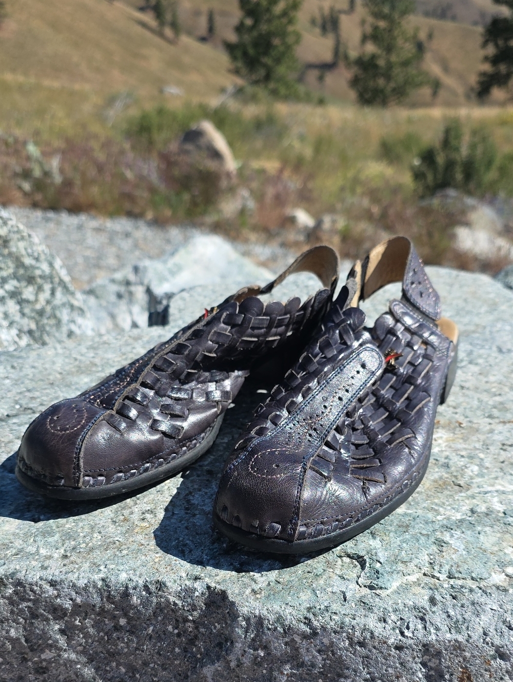 PIKOLINOS Black/Navy Woven Leather Slingback Sandals